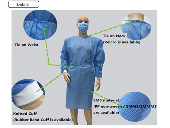 Robe jetable confortable de chirurgien respirable pour le contrôle d'infection