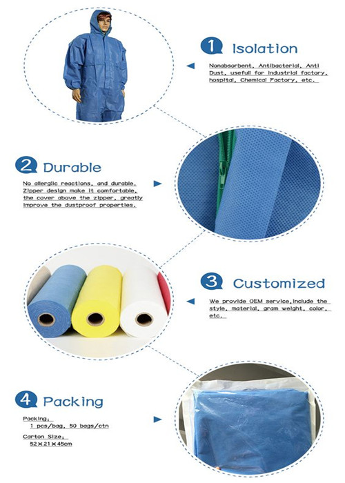 Costumes jetables à capuchon sans germes pathogènes de travail avec GV ISO9001 TUV approuvé