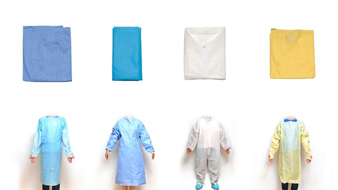 Robe jetable jaune d'isolement de SBPP pour l'usage d'hôpital