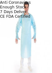 Bleu/a adapté les robes jetables d'isolement avec la boucle de pouce et a gravé aux besoins du client la surface en refief