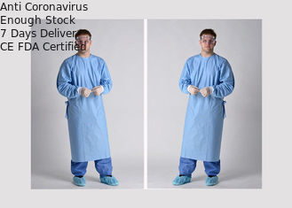 L'hôpital jetable non absorbant frotte la robe de laboratoire avec la manchette tricotée
