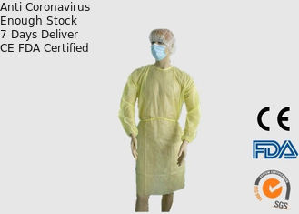 Grands vêtements médicaux jetables, robes d'isolement de jaune d'examen de sécurité