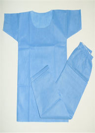 Short Sleeves Navy Disposable Coverall Suit , Medical Scrub Suit ISO Approved