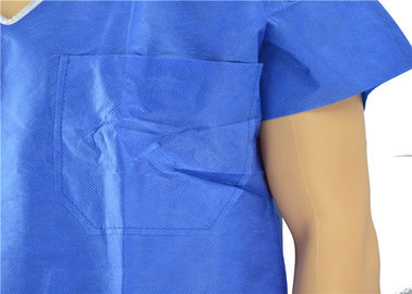 Lightweight Disposable Blue Plastic Aprons With V-Neck Or Round Neck