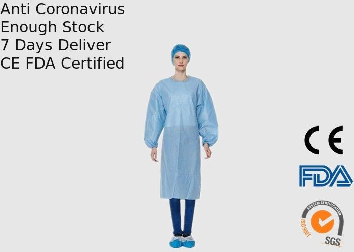 Blue Color Disposable Medical Scrubs Breathable With SMS Material