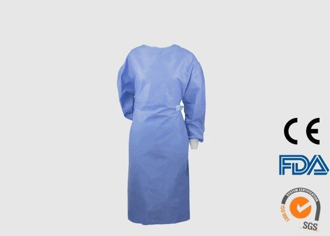 Robes médicales d'isolement de certificat de la CE, tabliers jetables bleus 120*140cm