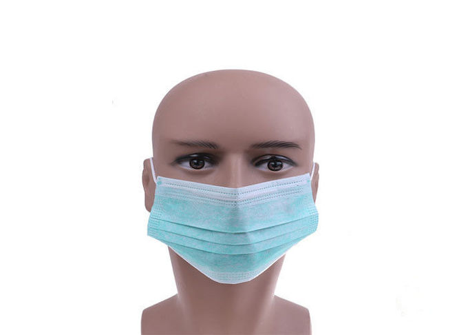 Masque protecteur non tissé jetable bleu trois couches de masque vert d'adultes